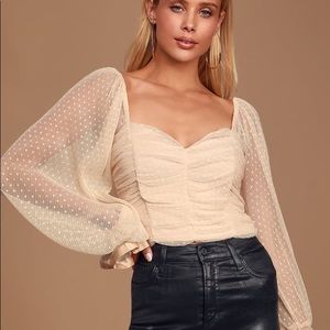 Lulus Ruched long sleeve crop top